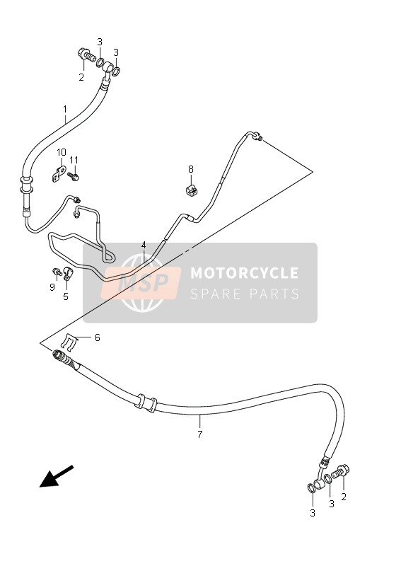 Suzuki AN650A BURGMAN EXECUTIVE 2011 Flexible de frein arrière (AN650A E2) pour un 2011 Suzuki AN650A BURGMAN EXECUTIVE